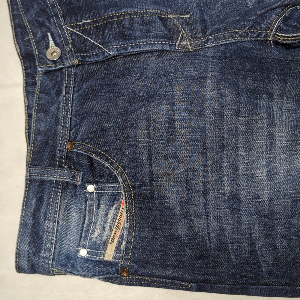 Y2K Diesel Koffha Yarik B Bootcut Dark Blue Distressed Cropped‎ Jeans Size 32